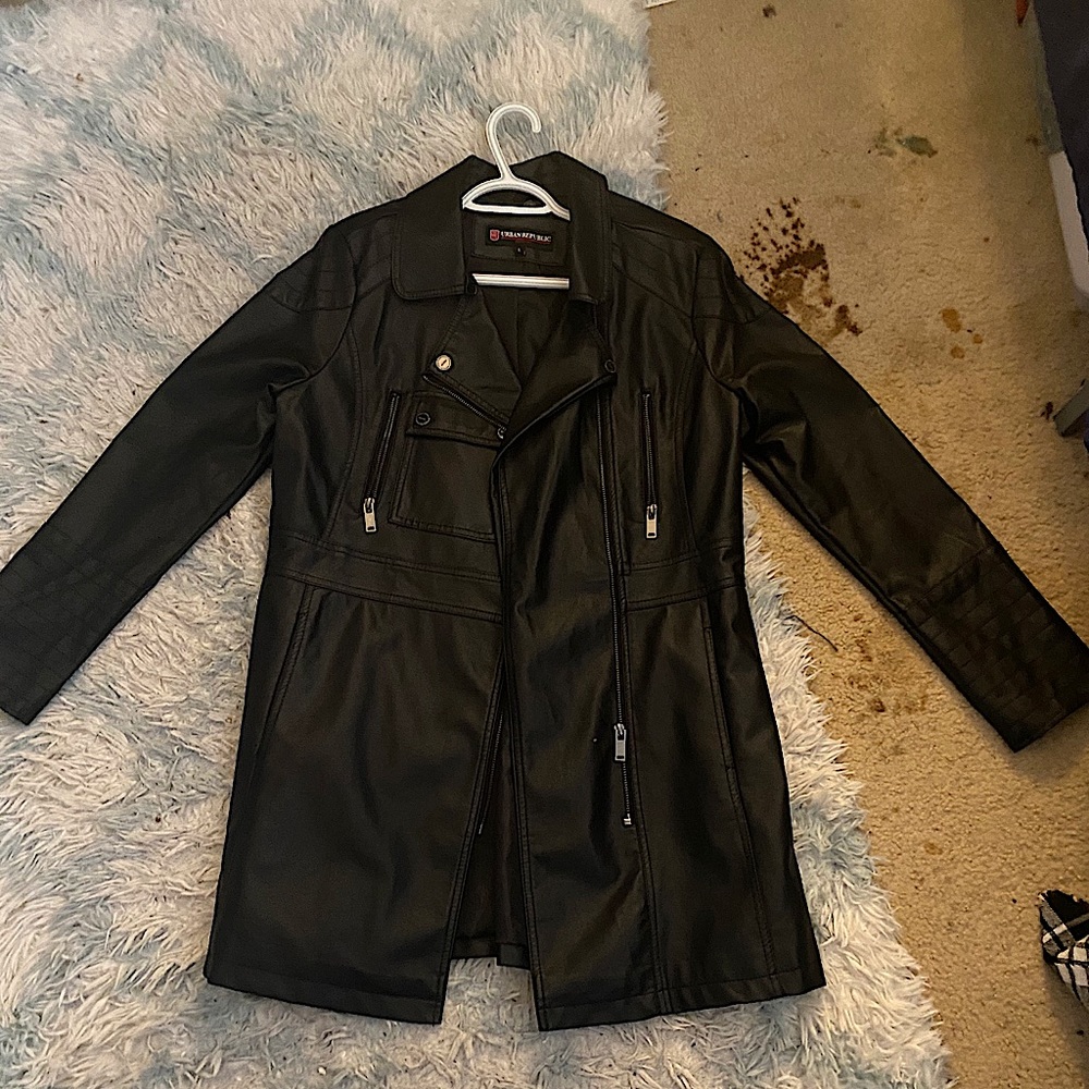 A long leather jacket